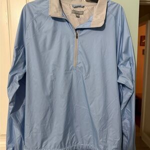 Peter Millar Sky Blue Quarter-Zip Windbreaker with Light Gray Collar